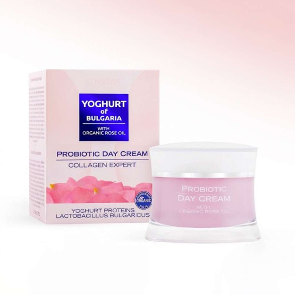 Пробіотичний денний крем для обличчя колаген експерт YOGHURT PROBIOTIC OF BULGARIA WITH ORGANIC ROSE OIL BIOFRESH 50 мл  