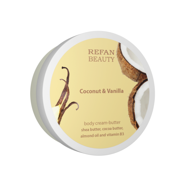 Крем-масло для тіла «КОКОС І ВАНІЛЬ» "Coconut & Vanilla" Refan 200 мл